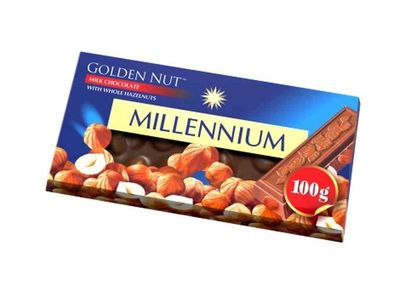 Шоколад Millennium Gold NEW молочний з цілим горіхом 100г